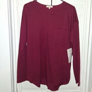 Easel Deep Red Long Sleeve Tee